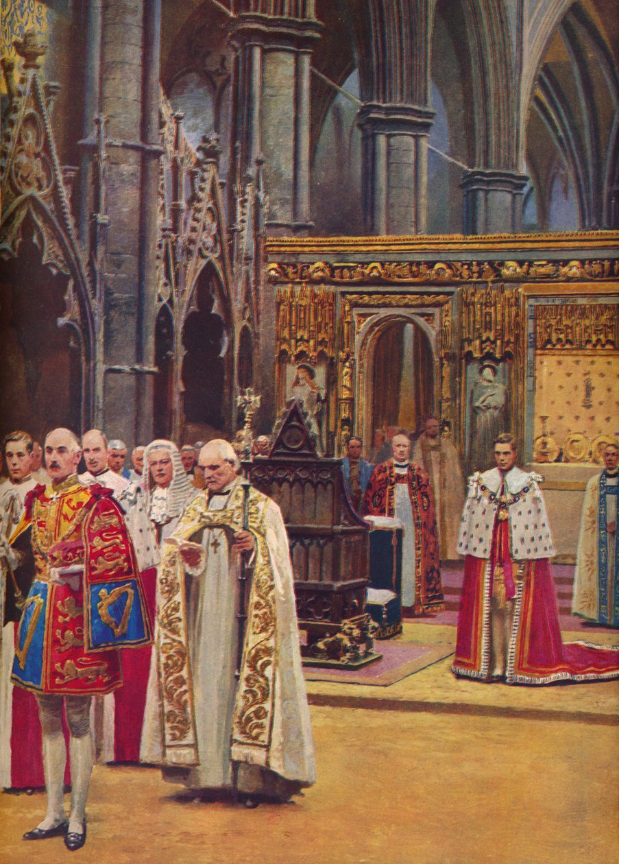 De Herkenning: De Koning Staat Voor de Vergadering, gepresenteerd door de Aartsbisschop, 1937 door Unbekannt