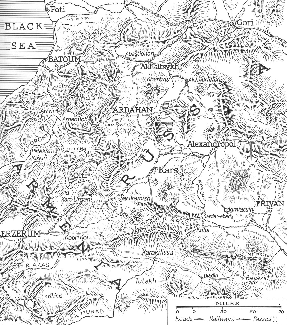 De Russisch-Turkse grenzen, 1915 door Unbekannt