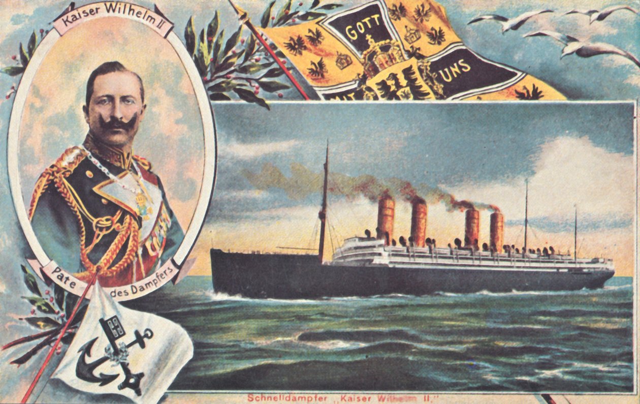 De SS Kaiser Wilhelm II, ca. 1910 door Unbekannt