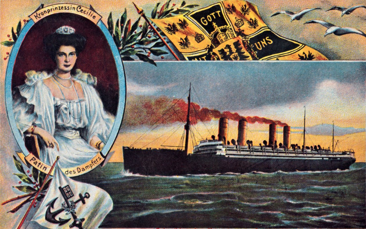 De SS Kronprinzessin Cecilie, ca. 1910 door Unbekannt