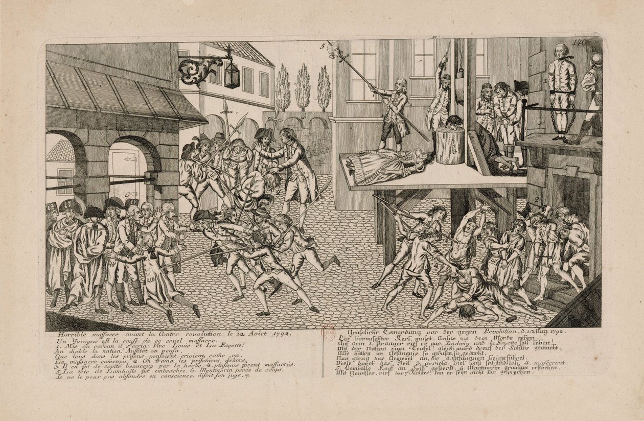 De septembermoorden van 1792. De dood van prinses de Lamballe, ca. 1793 door Unbekannt
