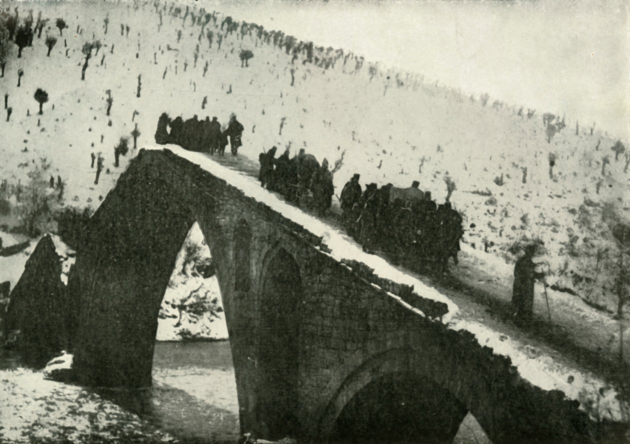 De generale staf van het Servische leger op hun terugtocht door Albanië door Unbekannt