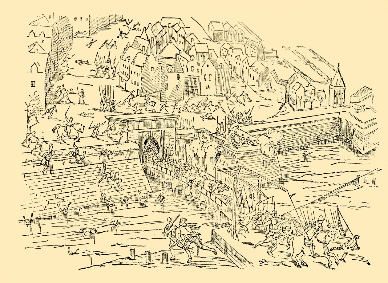 De Spanjaarden veroveren Antwerpen in hun lange strijd met de Nederlanders, 1576, ca. 1930 door Unbekannt