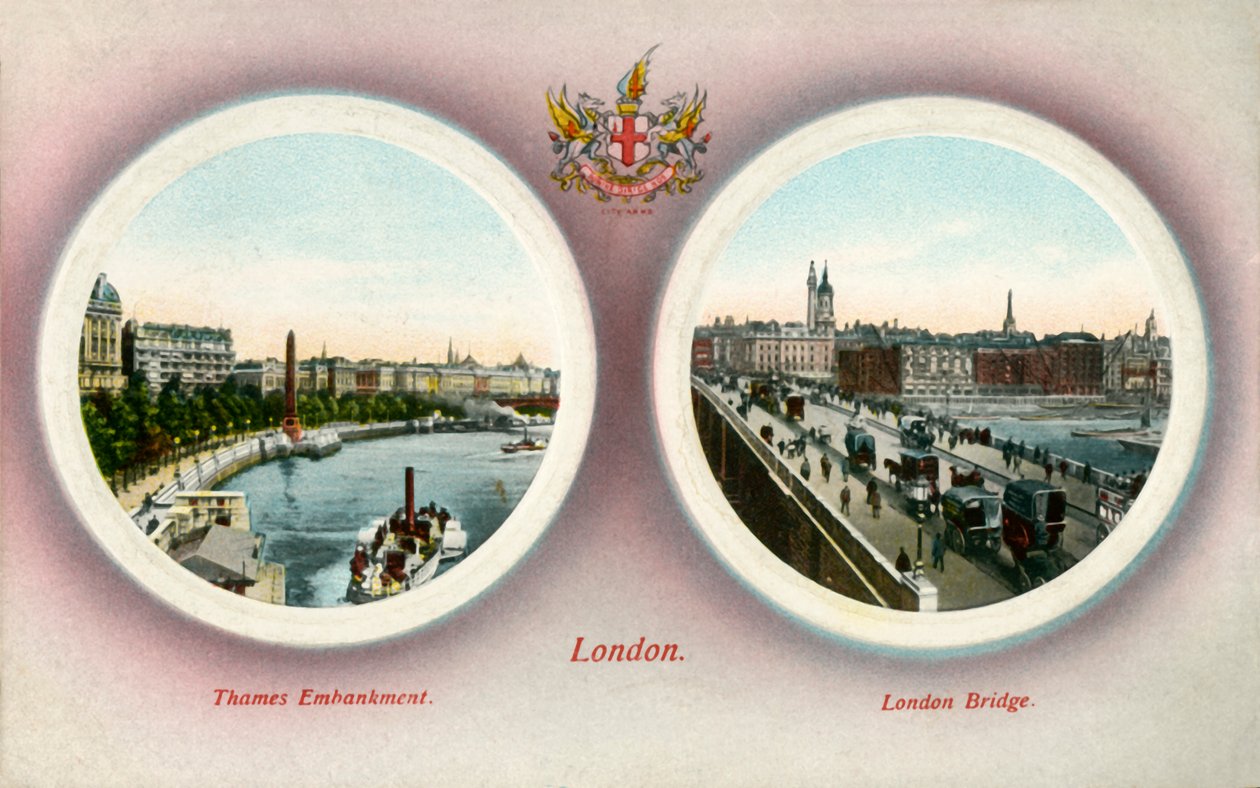 De Thames Embankment en London Bridge, Londen, 1909 door Unbekannt