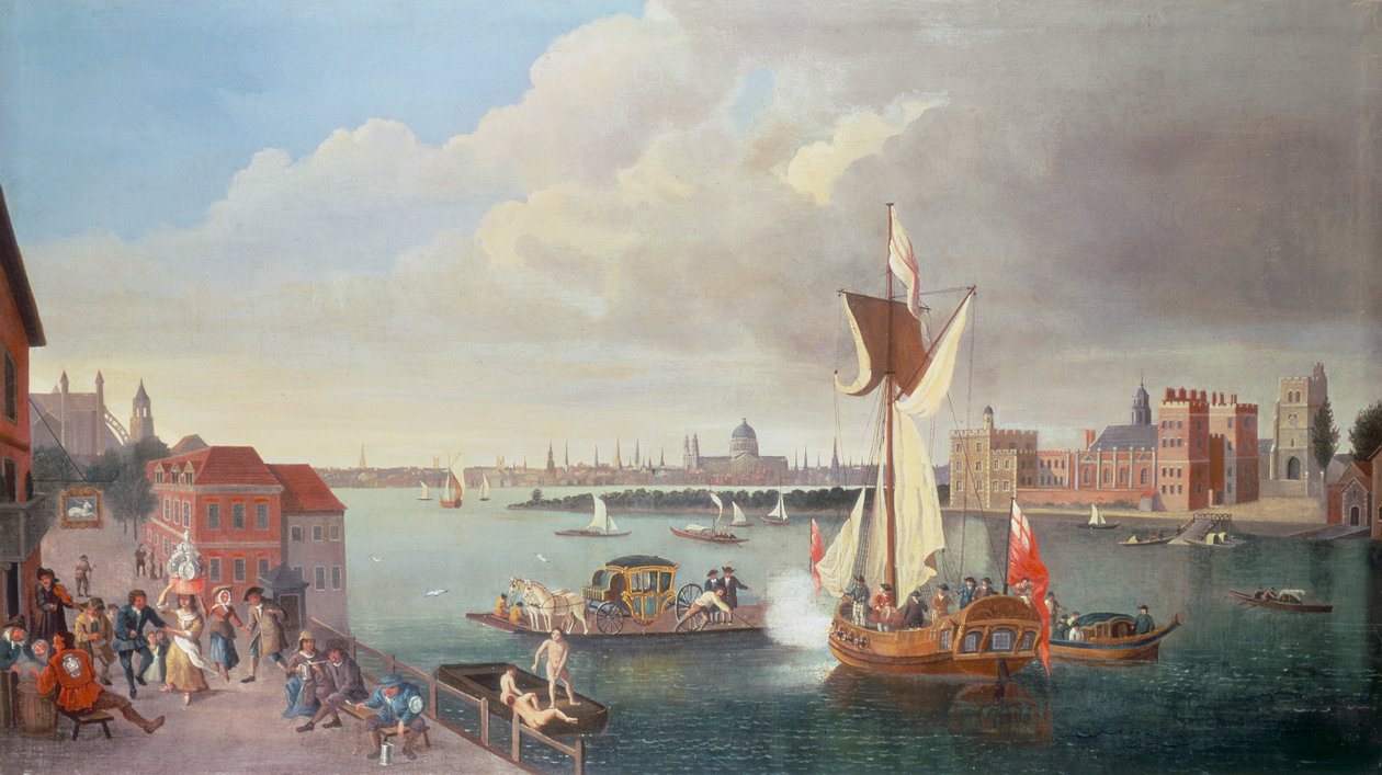 De Theems bij Horseferry, ca. 1710 door Unbekannt