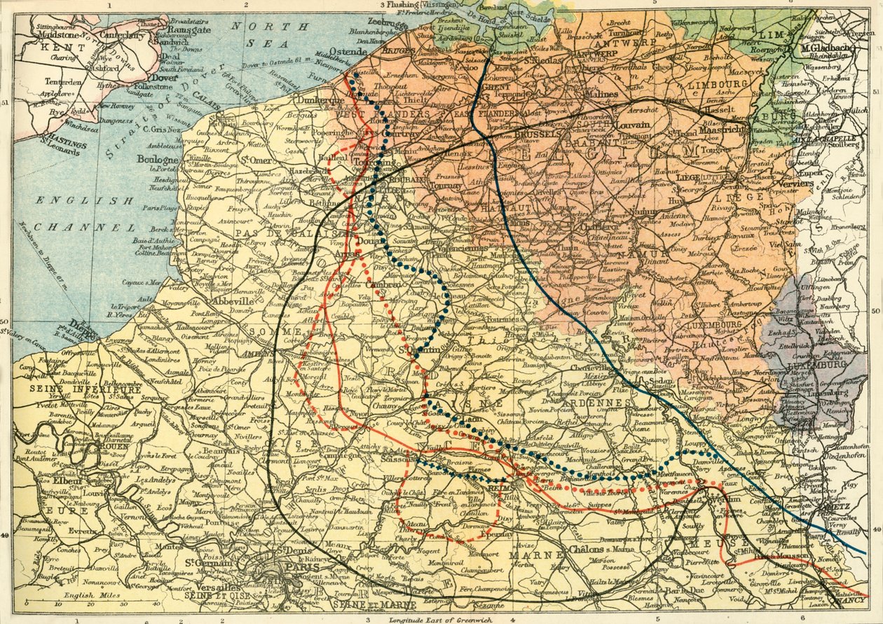 Het theater van de oorlog aan het westfront, ca. 1920 door Unbekannt