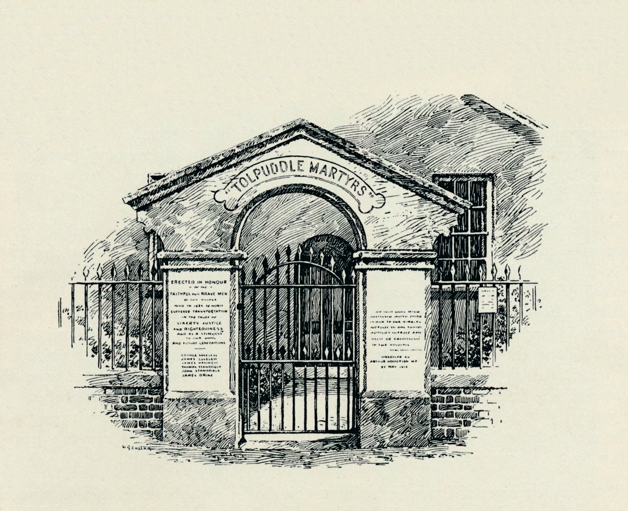 Het Tolpuddle Memorial bij de Tolpuddle Methodist Chapel, 1934 door Unbekannt