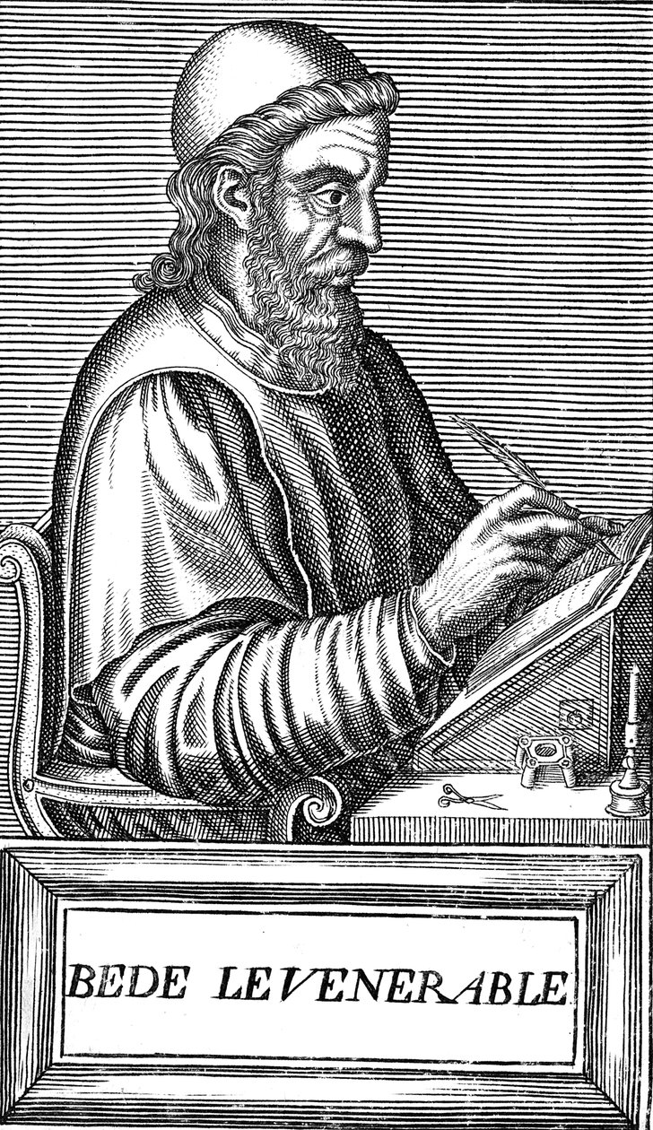 De eerbiedwaardige Beda ca. 673-735, Angelsaksische theoloog, geleerde en historicus, ca. 1584 door Unbekannt