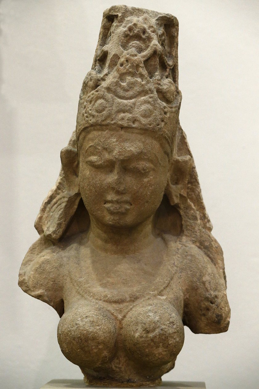 Het Victoria en Albert Museum. Yogini. 800-900. Pratihara periode. Zandsteen. Centraal-India (Madhya Pradesh). Verenigd Koninkrijk door Unbekannt