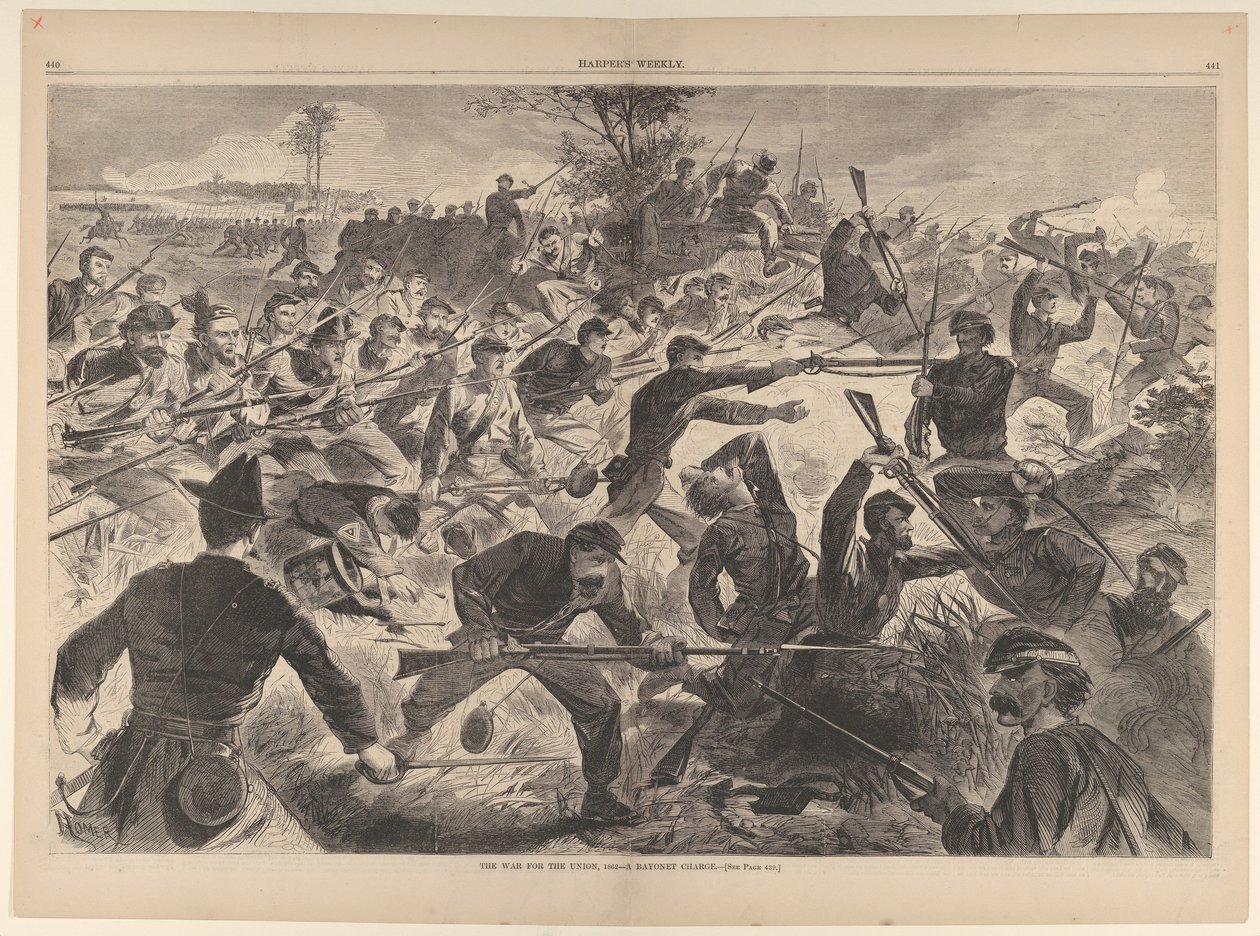 De oorlog voor de Unie, 1862 - Een bajonetaanval Harpers Weekly, Vol. VII, 12 juli 1862 door Unbekannt