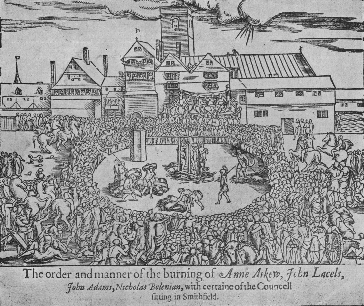 De verbranding van Anne Askew, John Lascelles, John Adams en Nicholas Belenian, 1546 door Unbekannt