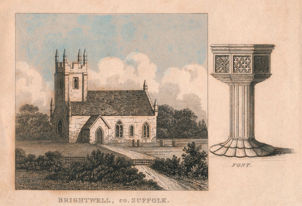 De kerk van Johannes de Doper, Brightwell, Suffolk, 19e eeuw door Unbekannt