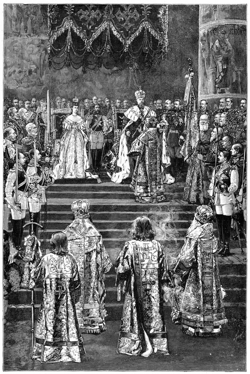 De kroning van keizer Alexander III en keizerin Maria Fjodorovna, 1883 laat 19e eeuw door Unbekannt