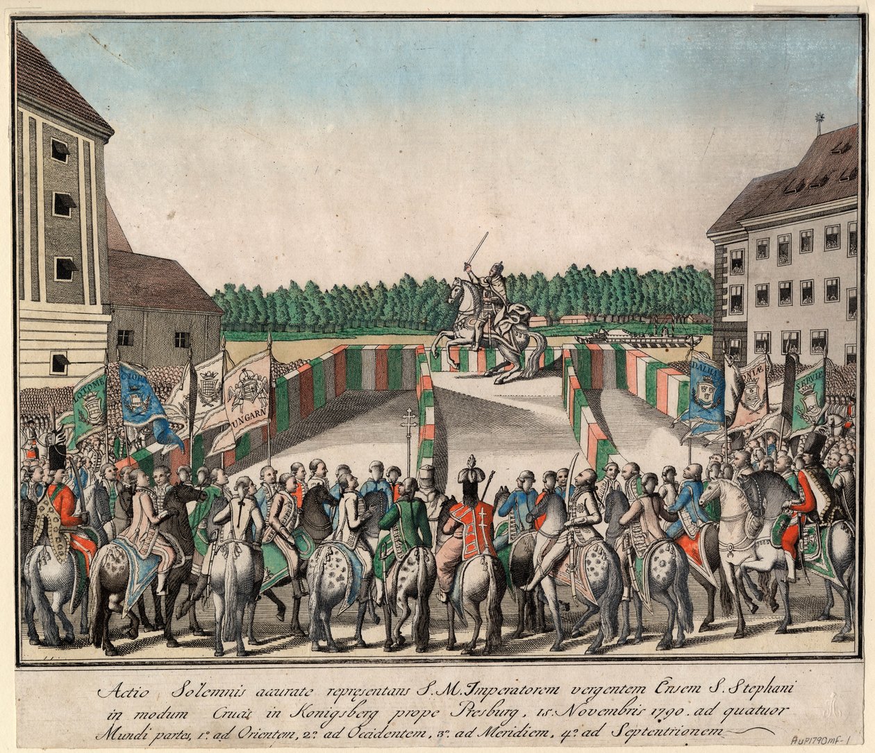 De kroning van keizer Leopold II als koning van Hongarije in Pressburg op 15 november 1790, 1790 door Unbekannt