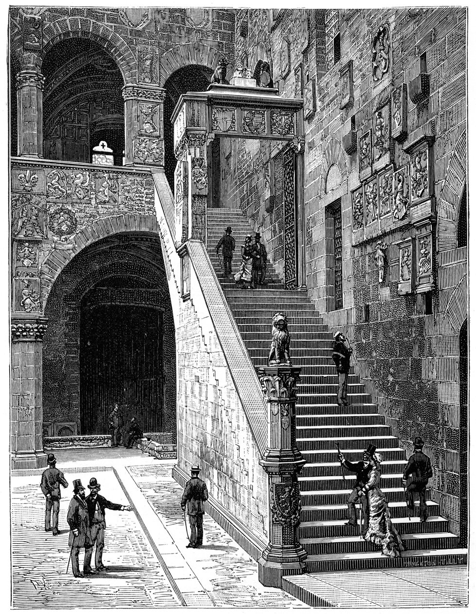 De binnenplaats van de Bargello, Florence, Italië, 1882 door Unbekannt