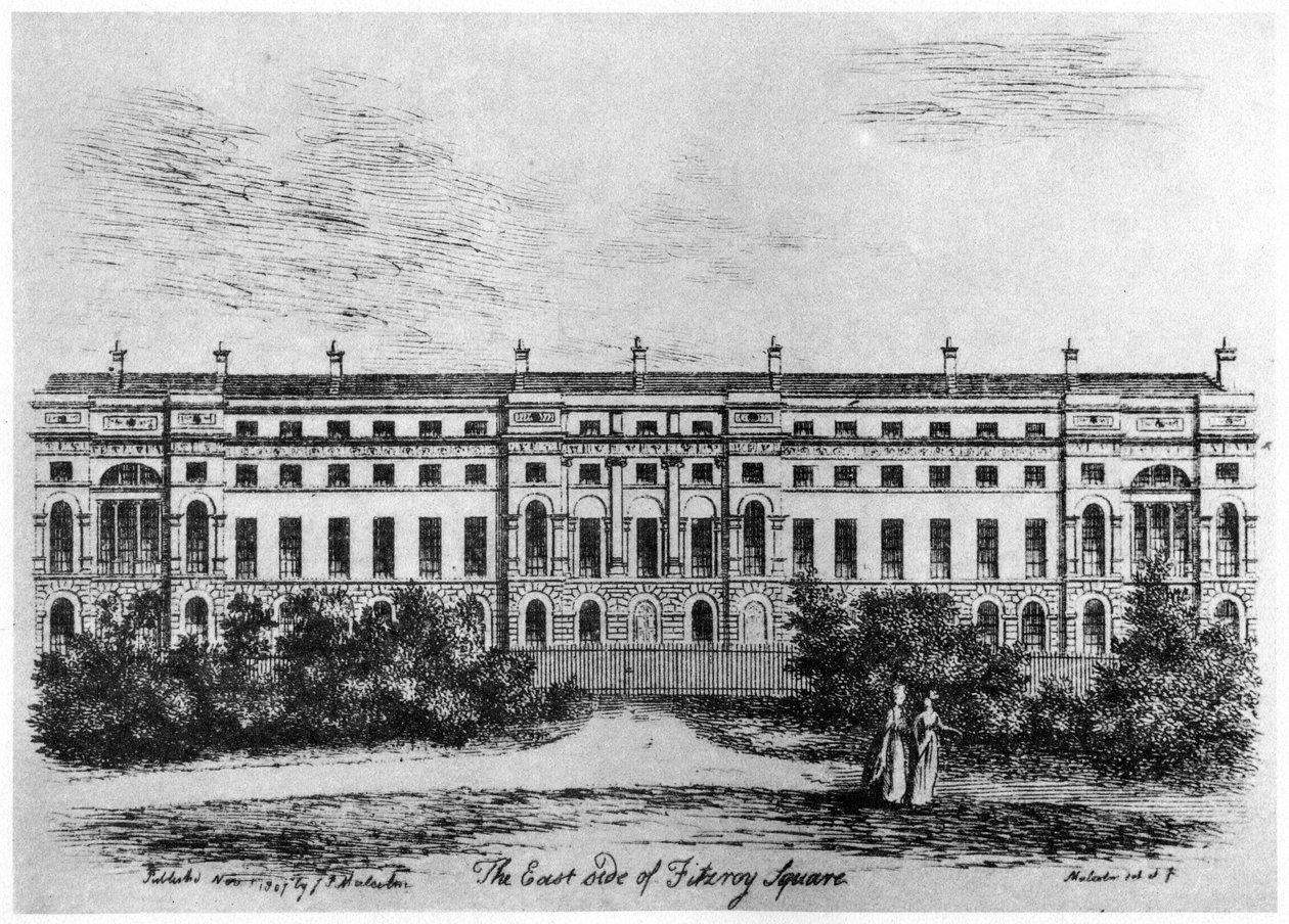 De oostzijde van Fitzroy Square, Londen, 1807 1907 door Unbekannt