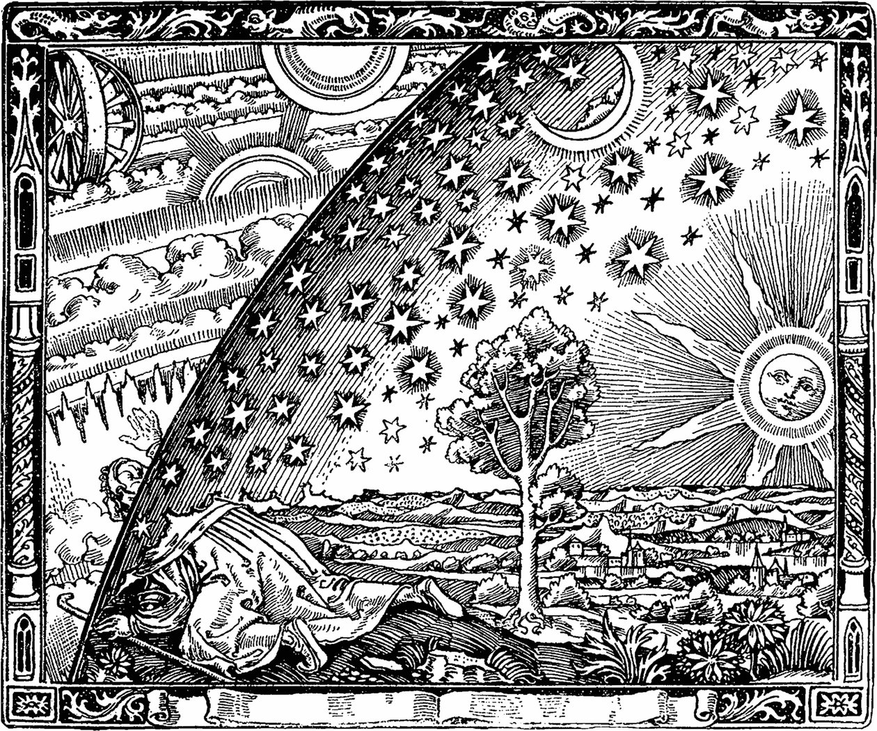 De rand van het firmament Flammarion gravure uit Latmosphère. Météorologie populaire door Camill door Unbekannt