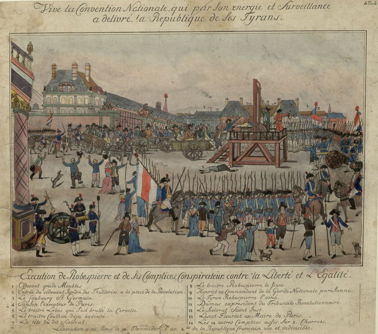 De executie van Robespierre en zijn aanhangers op 28 juli 1794 door Unbekannt