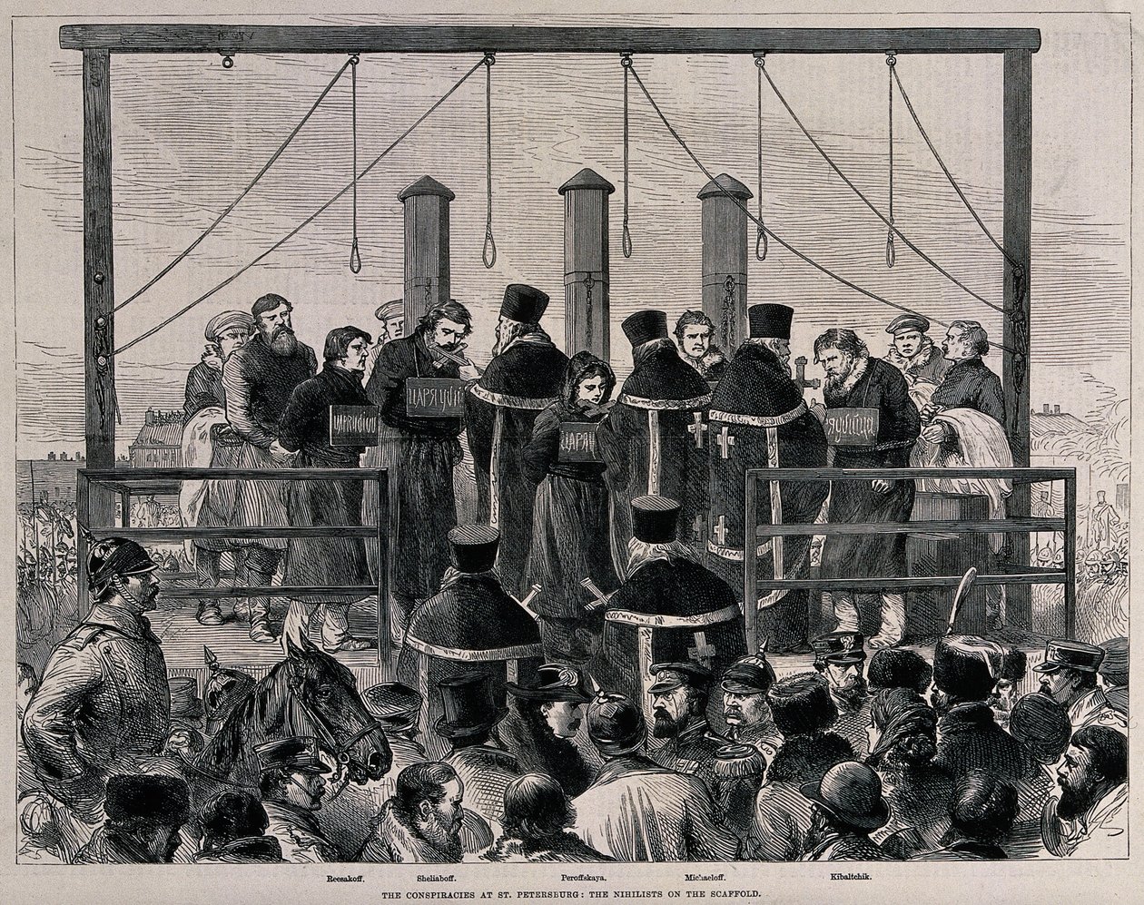 De executie van de Nihilisten, ca 1881 door Unbekannt