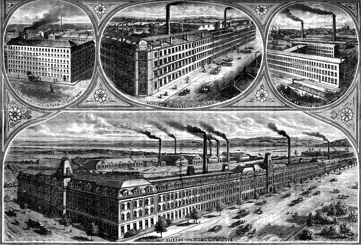 De fabrieken van de Singer Manufacturing Company, ca. 1880 door Unbekannt