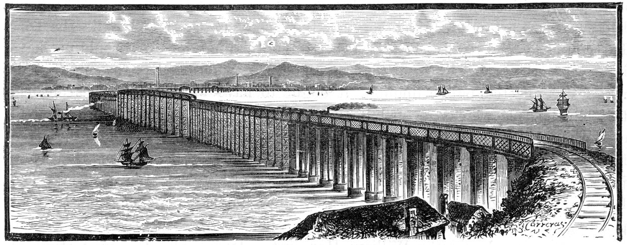 De eerste Tay-brug vanuit het zuiden, Schotland, 1900 door Unbekannt