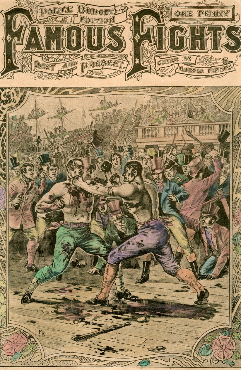 Het eerste gevecht tussen Tom Spring en Jack Langan, 1824 eind 19e of begin 20e eeuw door Unbekannt