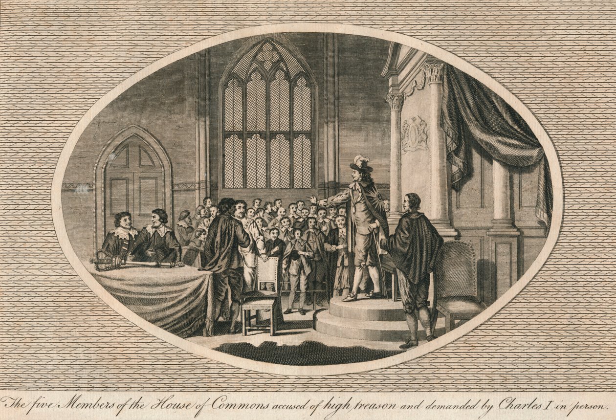 De vijf leden van het Lagerhuis beschuldigd van hoogverraad, 1642-1793 door Unbekannt