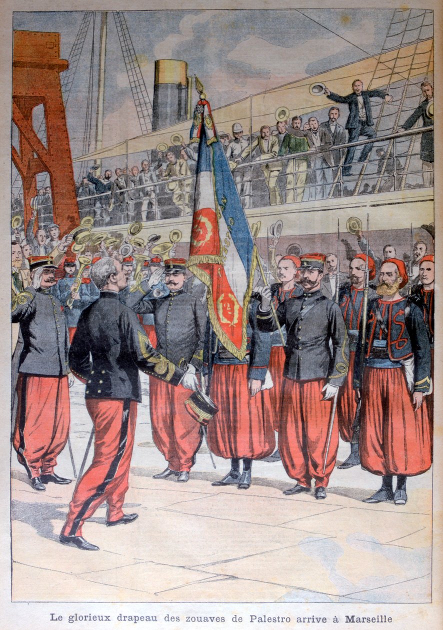 De glorieuze vlag van de zouaven van Palestro arriveert in Marseille, 1903 door Unbekannt