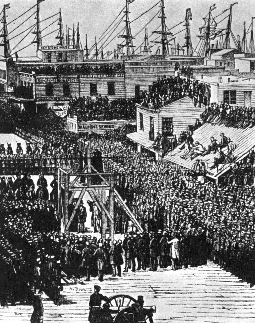 De ophanging van Hetherington en Brace, San Francisco, 29 juli 1856 door Unbekannt