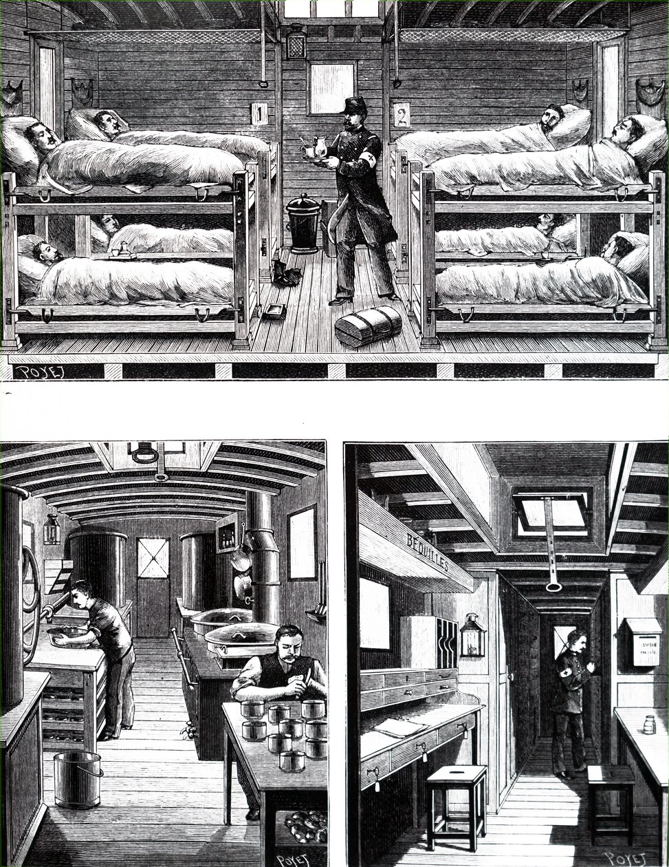 Het interieur van een Franse militaire hospitaaltrein door Unbekannt