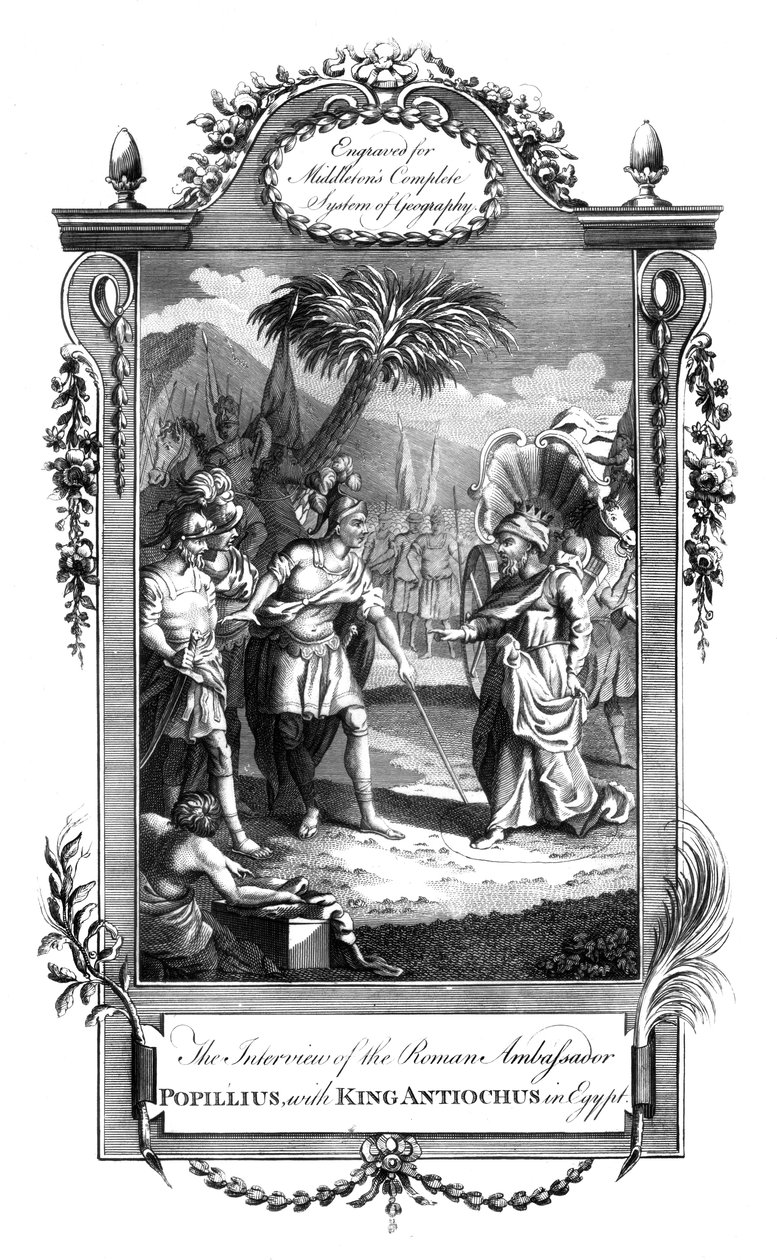 De ontmoeting tussen de Romeinse Ambassadeur, Popillius, en Koning Antiochus, Egypte door Unbekannt
