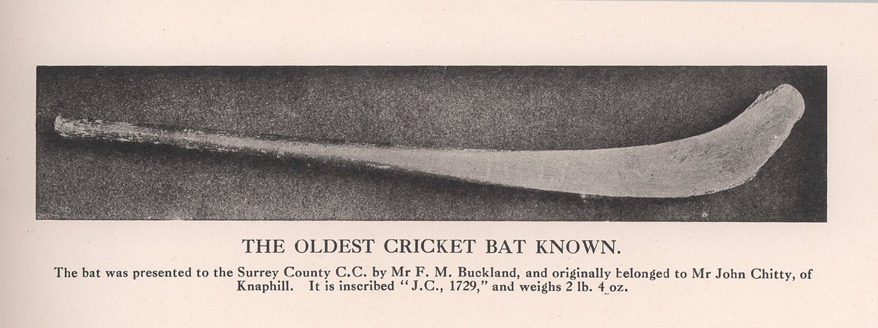 De oudste bekende cricketbat, 1912 door Unbekannt