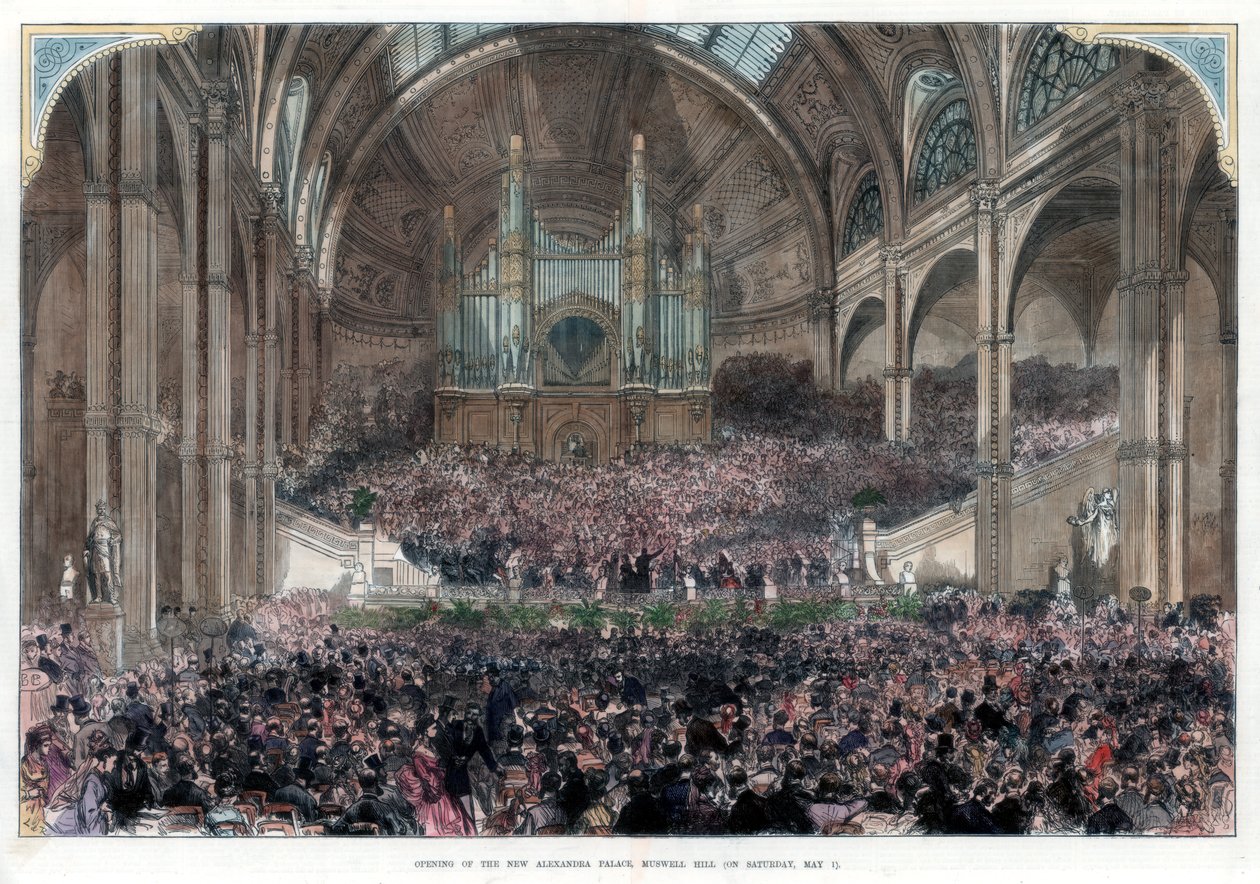 De opening van het nieuwe Alexandra Palace, Muswell Hill, 1 mei 1875 door Unbekannt