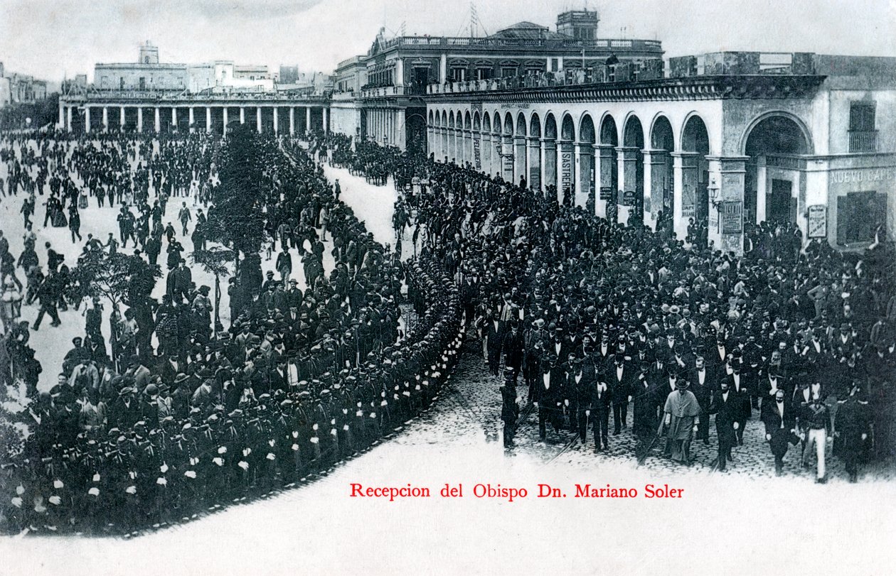 De ontvangst van bisschop Mariano Soler, Montevideo, Uruguay, ca. 1900s door Unbekannt