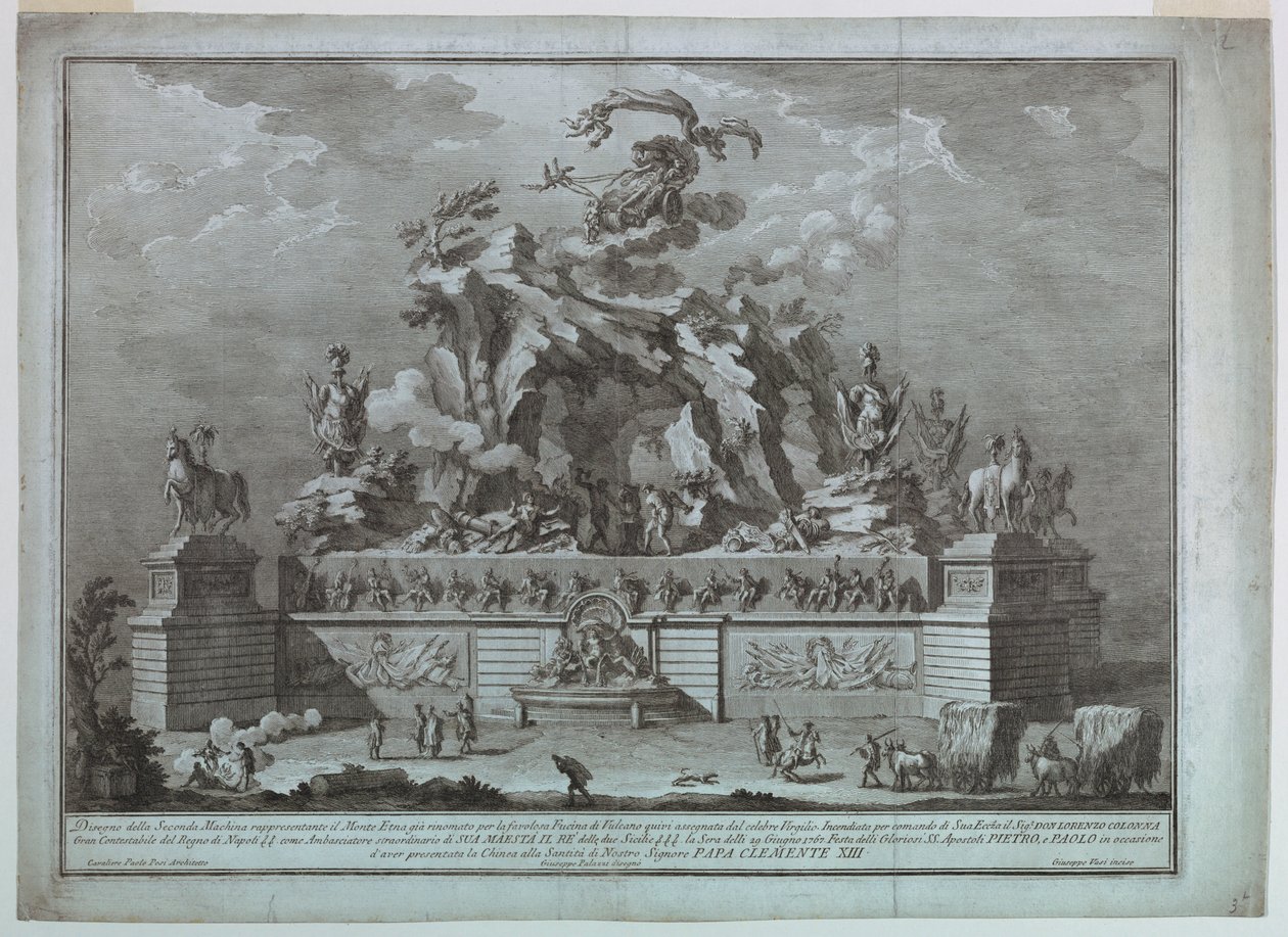 De voorstelling van de Etna met de smidse van Vulcanus door Unbekannt