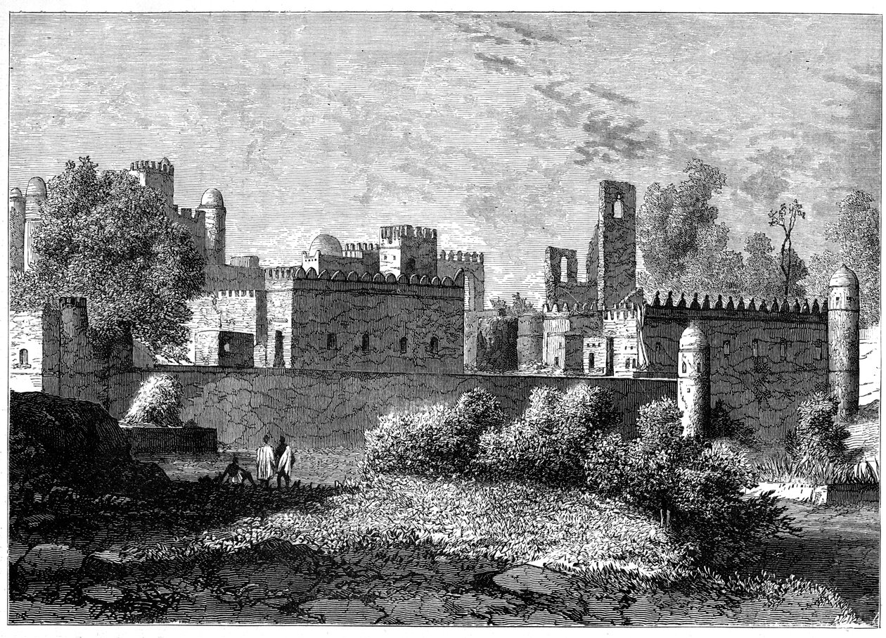 Het koninklijk paleis in Gondar, de oude hoofdstad van Abessinië, ca. 1890 door Unbekannt