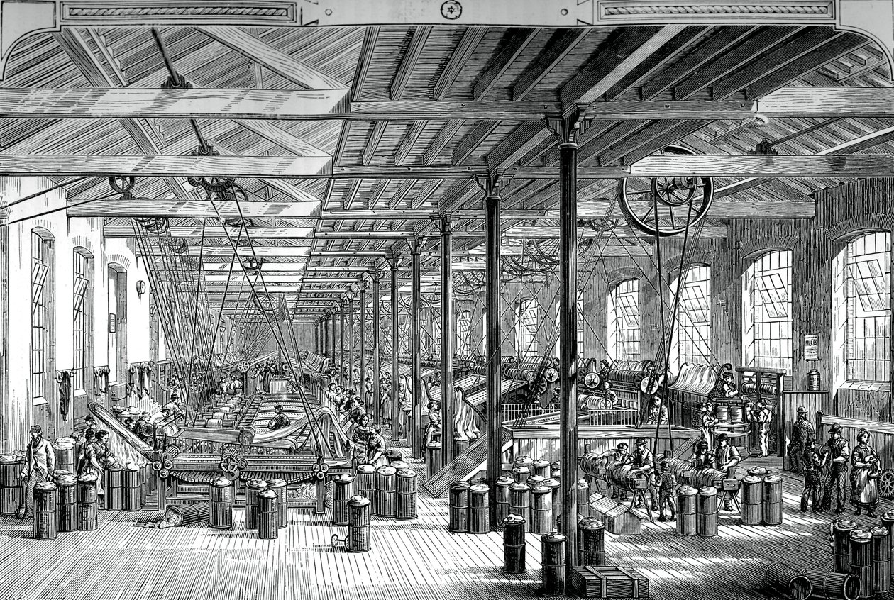 De spinzaal in de Shadwell touwfabriek, c1880 door Unbekannt