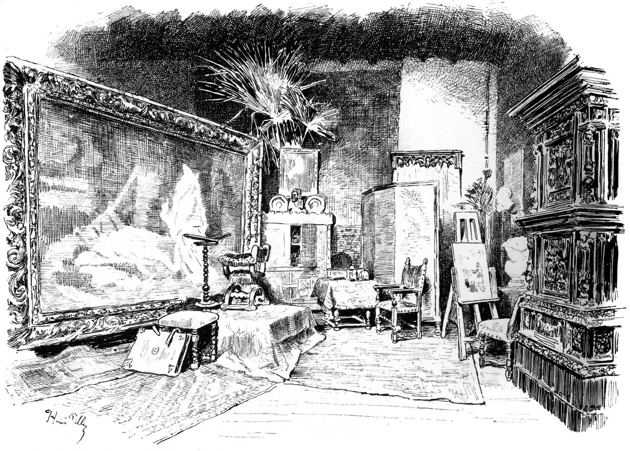 Het atelier van Karl von Piloty door Unbekannt