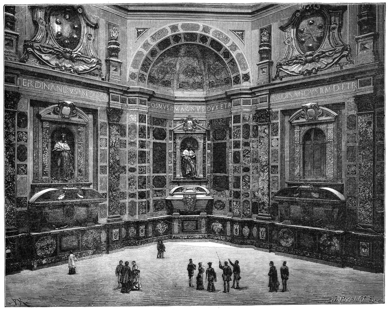Het Graf van de Laatste van de Medici Familie, San Lorenzo Basiliek, Florence, Italië, 1882 door Unbekannt