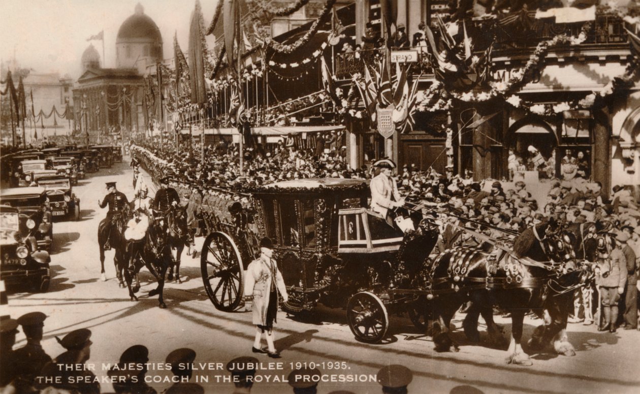 Hun Majesteiten Zilveren Jubileum 1910-1935. De Sprekerskoets in de Koninklijke Processie door Unbekannt