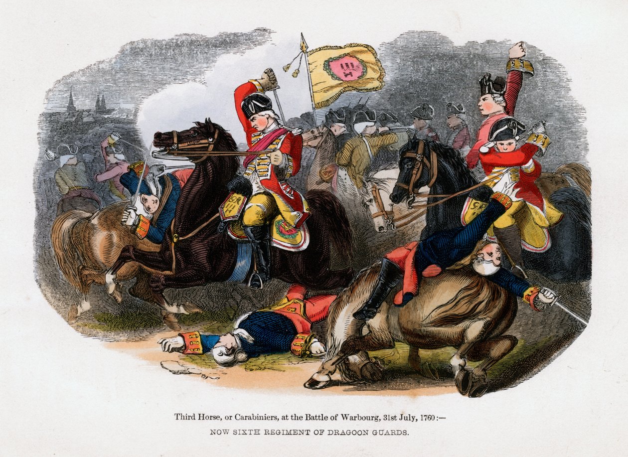 Derde paard, of Carabiniers, bij de Slag om Warburg, 31 juli 1760 door Unbekannt