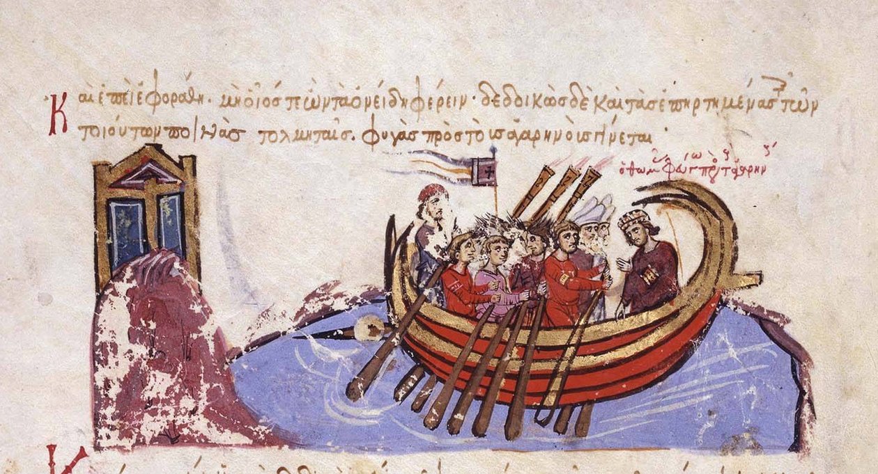 Thomas de Slaviër vlucht naar de Arabieren Miniatuur uit de Madrid Skylitzes, 11e-12e eeuw door Unbekannt