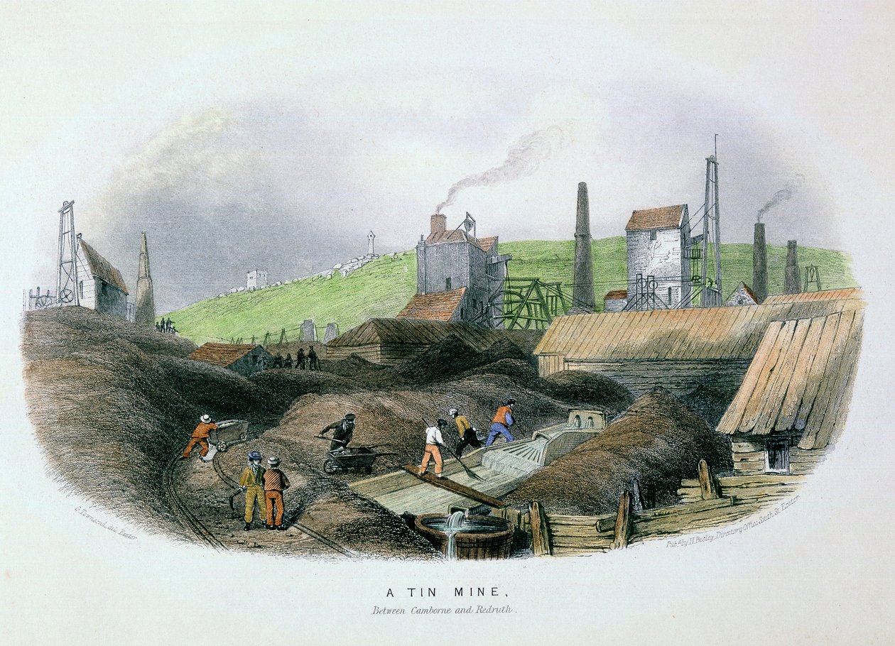 Tinmijn tussen Camborne en Redruth, Cornwall, ca. 1860 door Unbekannt