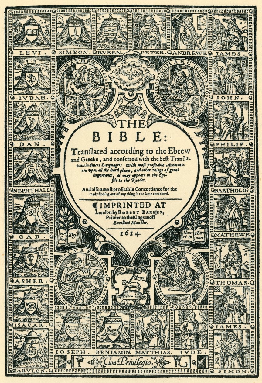 Titelpagina van de Genève Bijbel, 1614, 1943 door Unbekannt