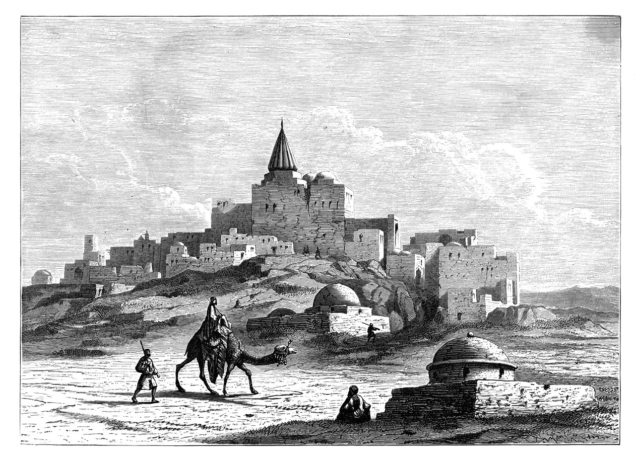 Graf van Jona, nabij de moskee, op de kunstmatige heuvel van Nabbi Yunis, Nineveh, Assyrië, ca. 1890 door Unbekannt