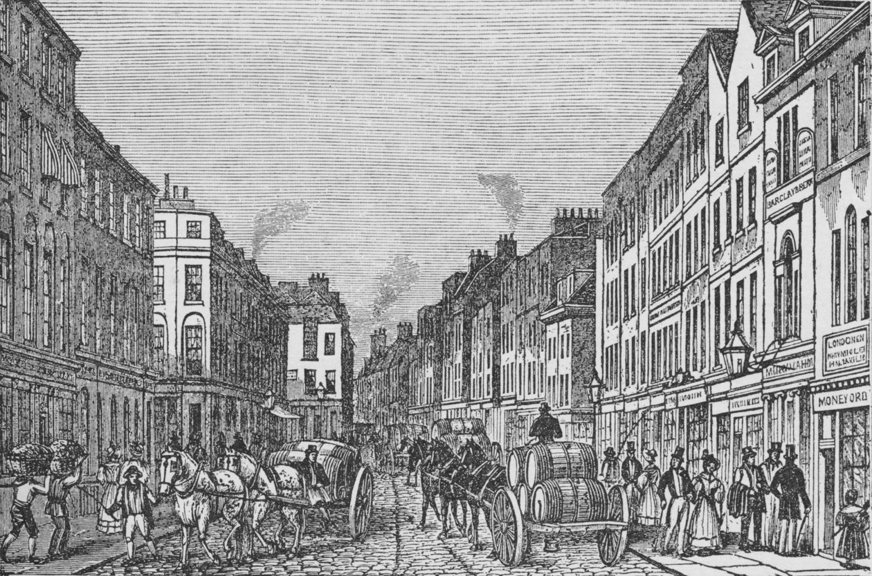 Tooley Street in de eerste helft van de negentiende eeuw, ca. 1840, 1912 door Unbekannt