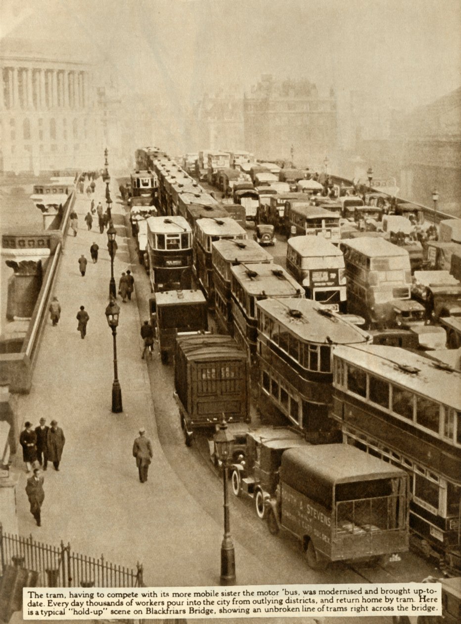 Verkeersopstopping op Blackfriars Bridge, Londen door Unbekannt