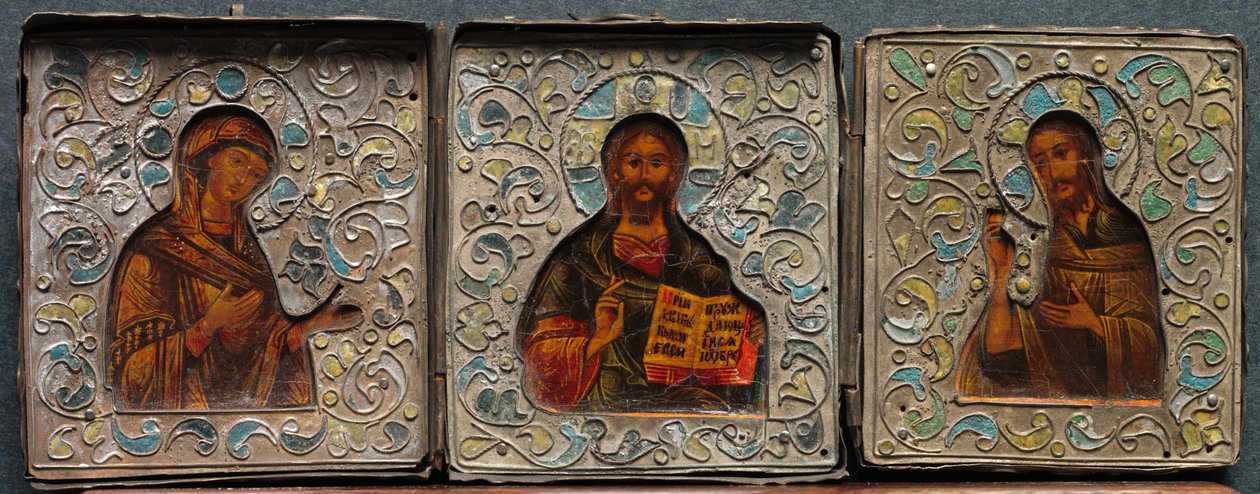 Drieluik met Christus, de Maagd en Sint Jan de Evangelist, 1800s door Unbekannt