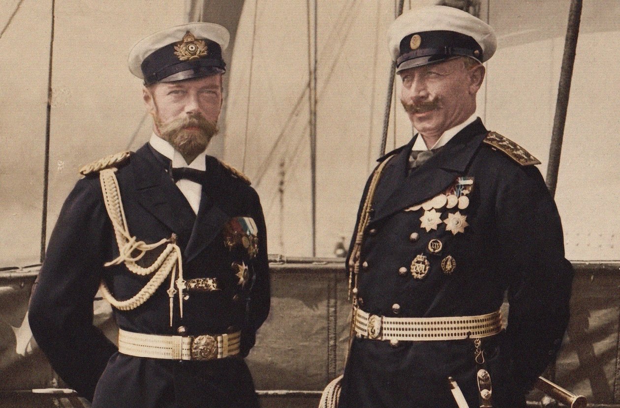 Tsaar Nicolaas II en keizer Wilhelm II in Björkö, 1905 door Unbekannt