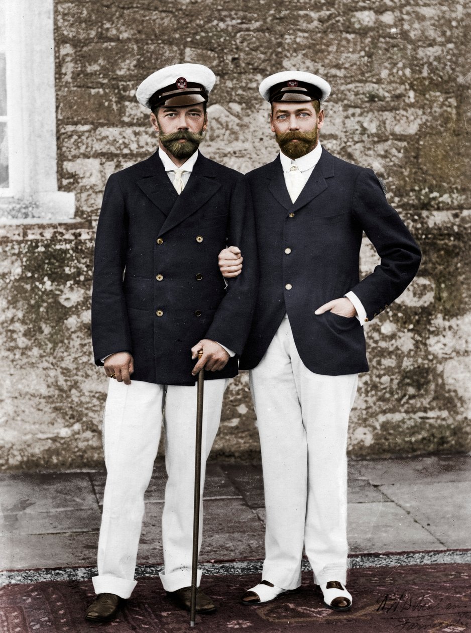 Tsaar Nicolaas II van Rusland en Koning George V van Groot-Brittannië door Unbekannt